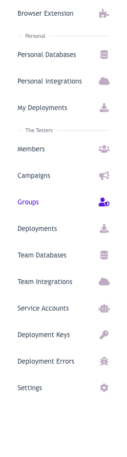 Groups in the Admin Console left navigation